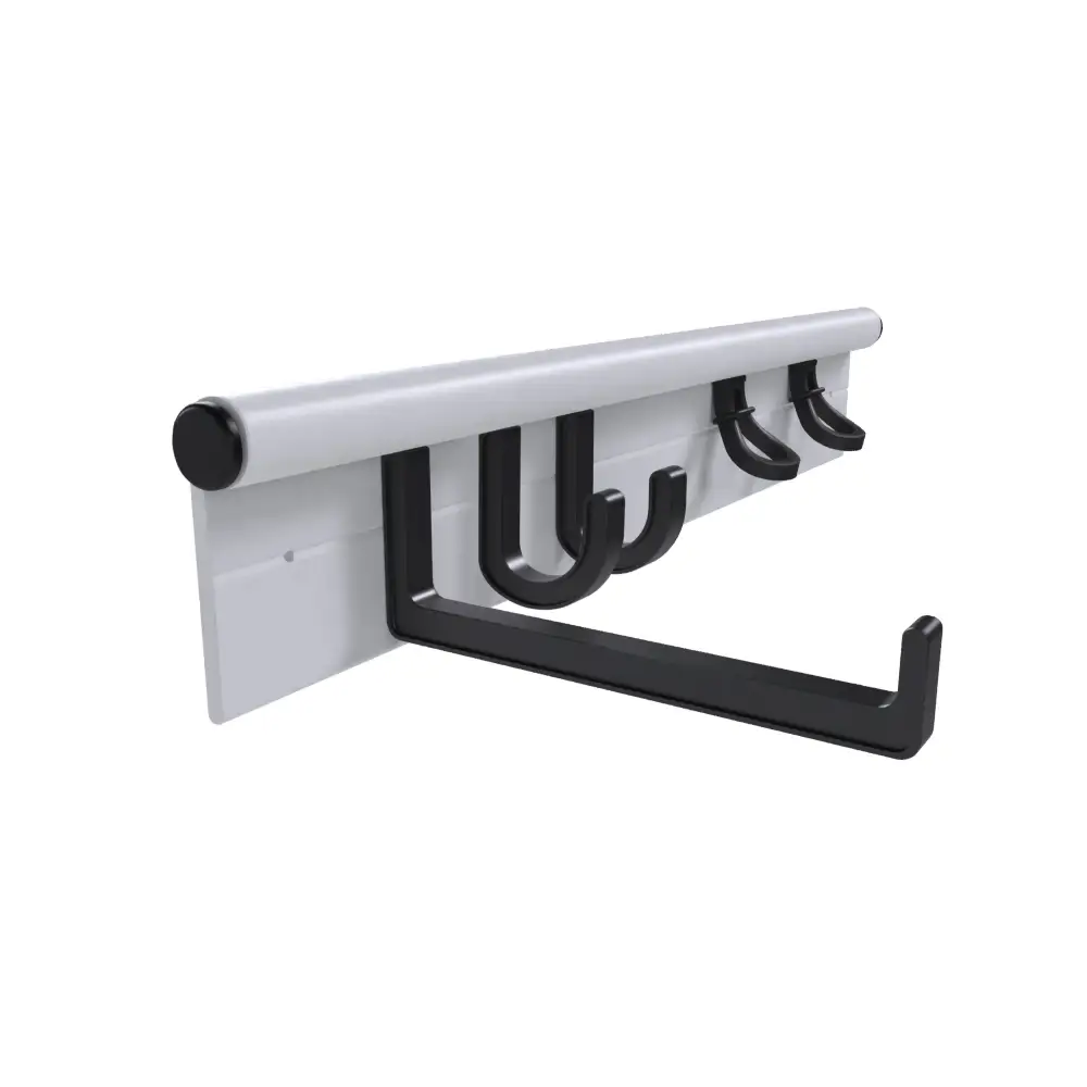 18-Inch Wall-Mounted Storage System with Adjustable Hooks – Heavy-Duty Organizer for Tools, Brooms, Mops, and More – Ideal for Garages, Kitchens, Closets, and Sheds